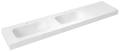 EMICO dvojumyvadlo, Rockstone, 250x50cm, límec L, levé, bílá mat EM250-B2L-L