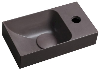 PICCOLINO betonové umývátko 30,8x17cm, baterie vpravo, tmavě hnědá mat PK30515