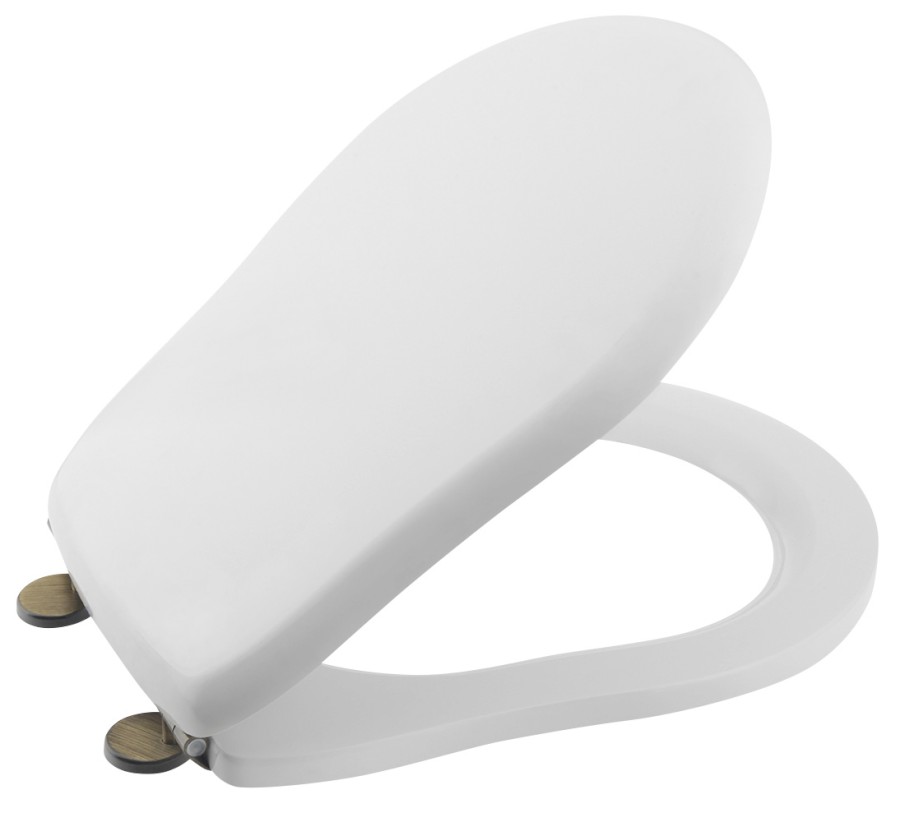 108601 (19637) RETRO WC sedátko Soft Close, polyester, bílá/bronz 108601