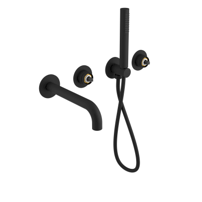 ULTRAMIX tělo podomítkové vanové baterie s hubicí a ruční sprchou, 2 výstupy, černá mat UT093B-1