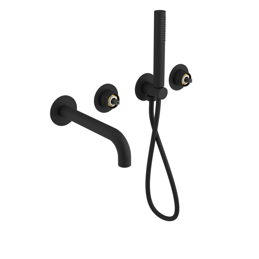 UT093B-1 (57419) ULTRAMIX tělo podomítkové vanové baterie s hubicí a ruční sprchou, 2 výstupy, černá mat UT093B-1