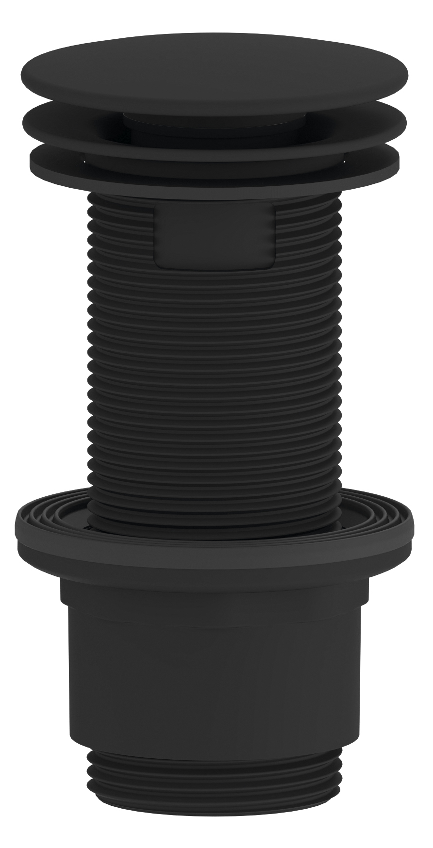 Umyvadlová výpust 5/4“, neuzavíratelná, velká zátka, 10-80mm, ABS/černá mat CV1232B