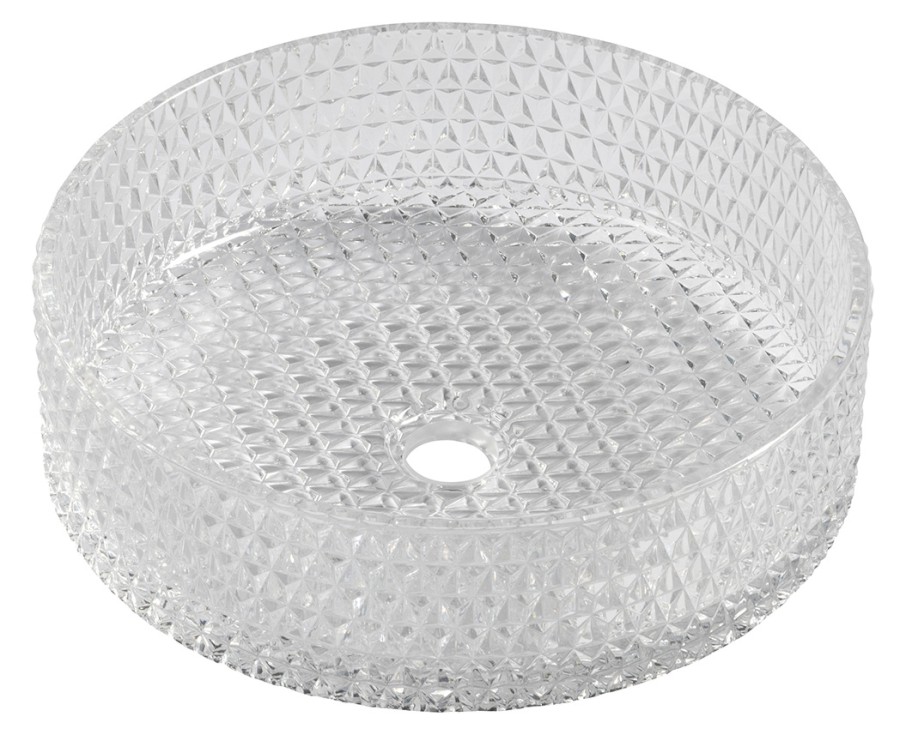 MARAGUA skleněné gravírované umyvadlo na desku Ø 39,5cm, čirá TY214CL