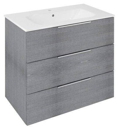 CIRASA umyvadlová skříňka 79,8x75x46cm, 3x zásuvka, dub stříbrný CR831-1111