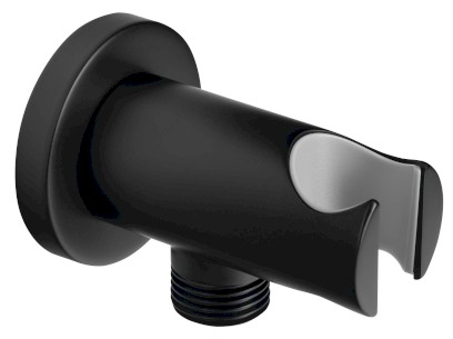 Držák sprchy kulatý, pevný, s vyústěním, černá mat 1205-09B