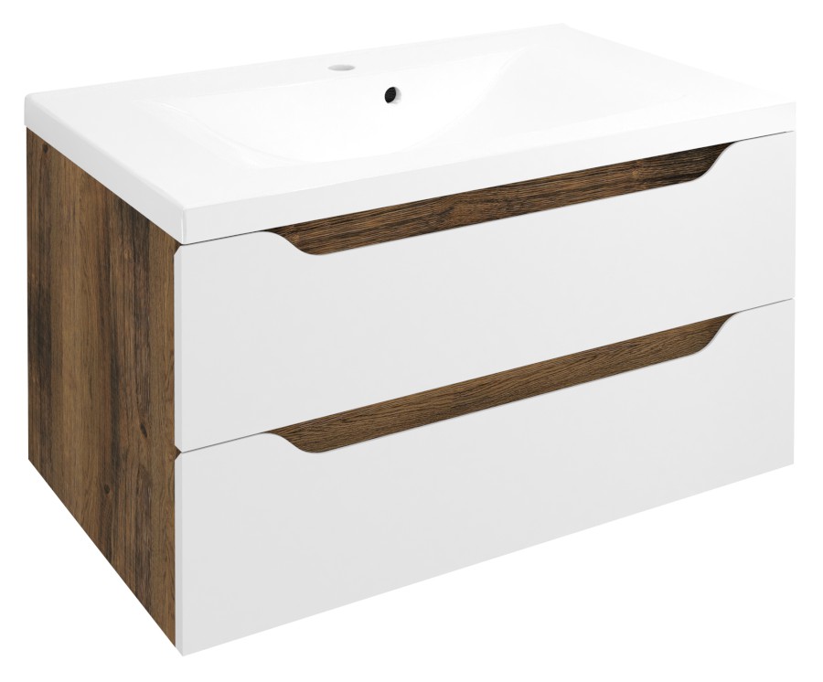 WA080-3019 (59763) WAVE umyvadlová skříňka 79,7x45x47,8cm, bílá/dub collingwood WA080-3019