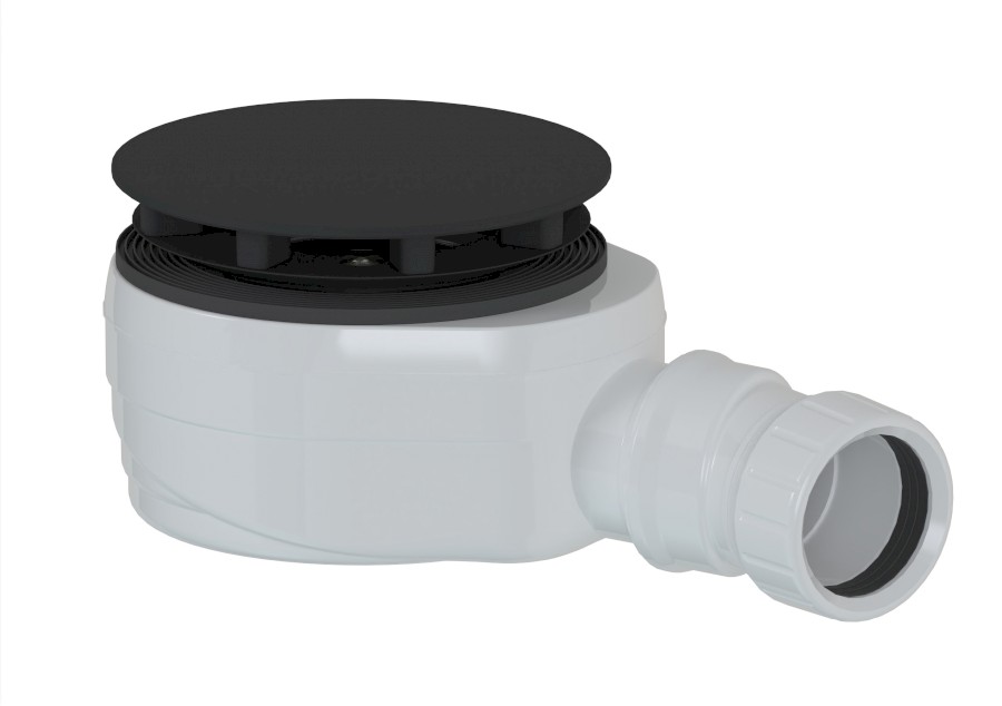 17916B (59138) Vaničkový sifon, průměr 90mm, DN40, nízký, krytka černá mat 17916B
