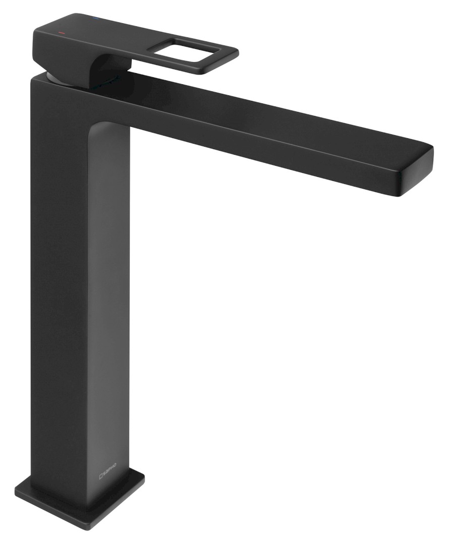 FORATA  stojánková umyvadlová baterie vysoká, prodloužená hubice, černá mat FT007/15