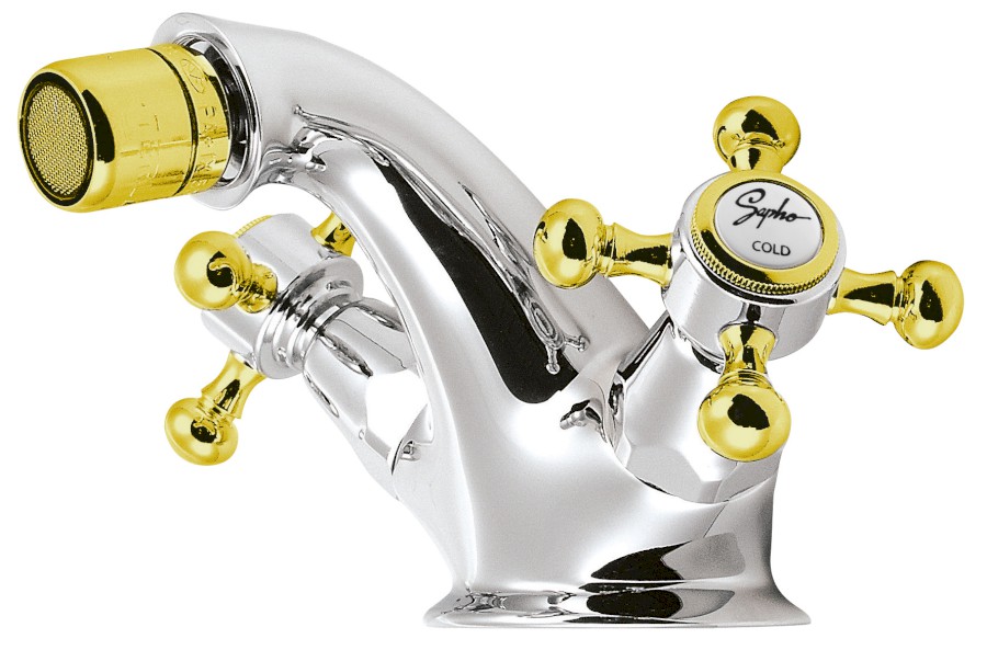 ANTEA stojánková bidetová baterie s výpustí, chrom/zlato 3182