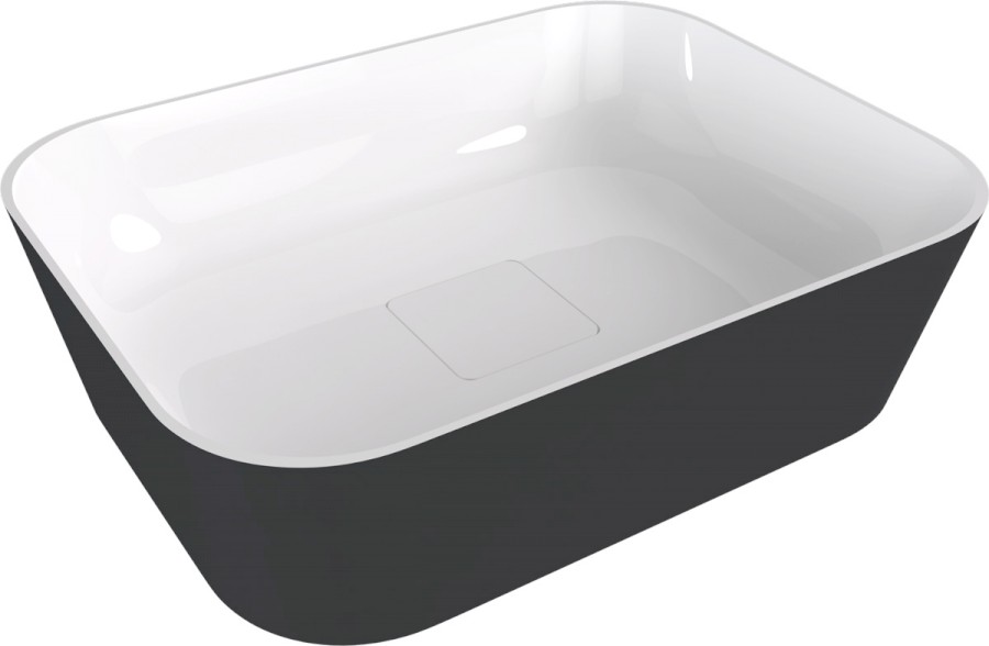 14596.52 (58428) BANERA SQUARE umyvadlo na desku, litý mramor, 50x36cm, bílá/antracit mat 14596.52