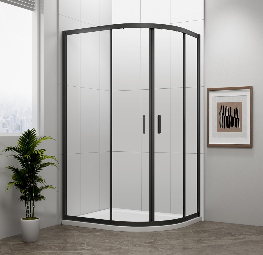 EL2715B (55482) EASY BLACK čtvrtkruhová sprchová zástěna 1200x900mm, L/R, čiré sklo EL2715B