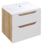 WA060-3022 (50736) WAVE umyvadlová skříňka 60x65x47,8cm, bílá/dub alabama WA060-3022