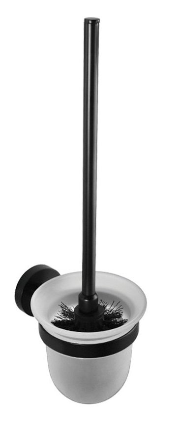 X-ROUND BLACK WC štětka závěsná, mléčné sklo, černá mat XR303B