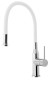 SILI stojánková dřezová baterie, flexibilní ramínko, bílá/chrom SR481