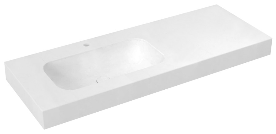 EMICO umyvadlo, Rockstone, 180x50cm, límec L, levé, bílá mat EM180-B1L-L