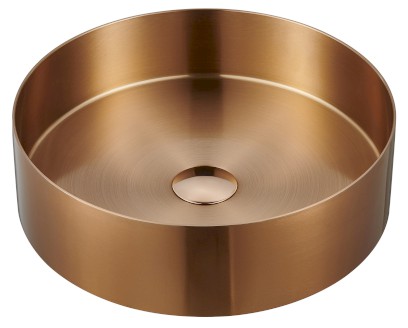 AURUM nerezové umyvadlo na desku, průměr 38cm, včetně výpusti, měď mat AU301