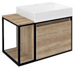 SKARA umyvadlová skříňka 80x49,5x46,5cm, černá mat/dub Alabama CG003-2222