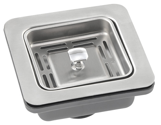 Dřezová čtvercová výpust 6/4“, nerezová mřížka 114x114mm SVZO