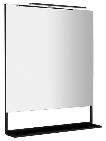 ERUPTA zrcadlo s LED osvětlením a policí 80x80cm, černá mat ERU335