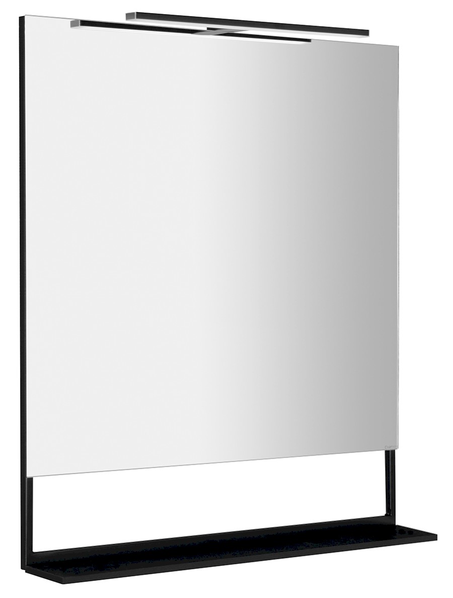 ERUPTA zrcadlo s LED osvětlením a policí 80x80cm, černá mat ERU335