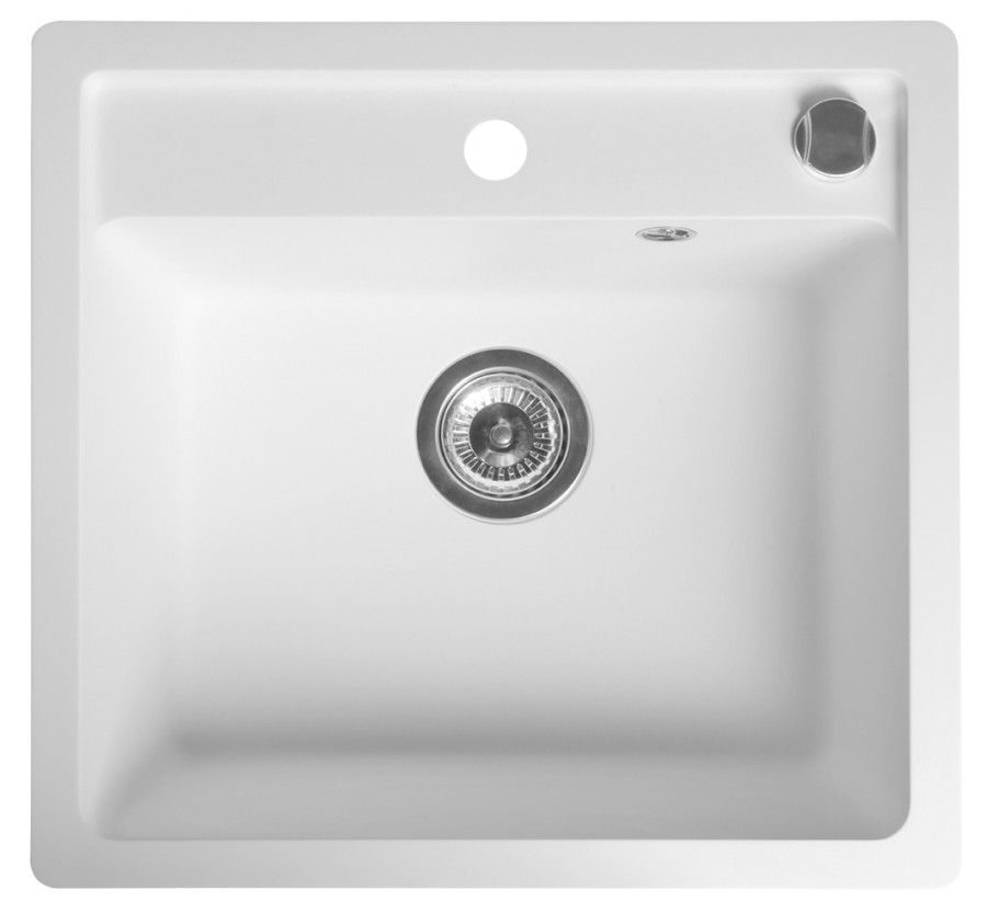 Granitový vestavný dřez mono, 53x50cm, bílá GR1031