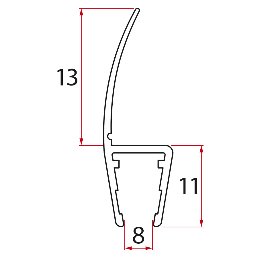 NDGL03 (14493) Set svislých těsnění mezi skla 8mm NDGL03
