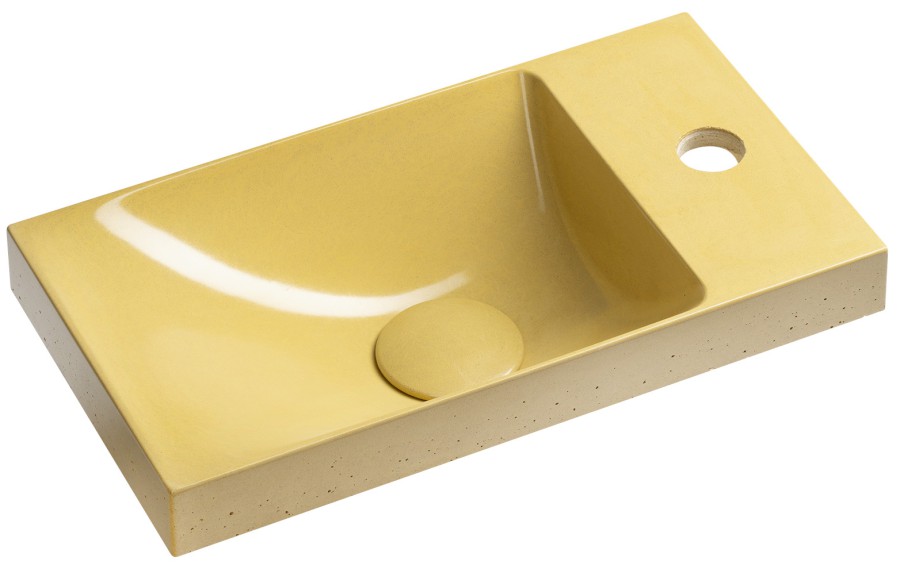 AS40022 (61244) AGOS betonové umývátko 40x22cm, levé/pravé, žlutá pololesk AS40022