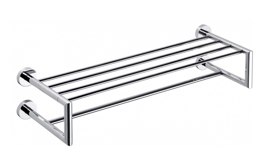 XR416 (565) X-ROUND polička na ručníky dvojitá s hrazdou 600x160x225mm, chrom XR416