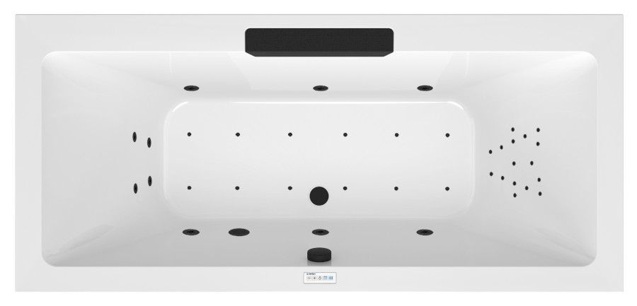 CASCATA hydromasážní vana, 185x85x45cm, kaskáda černá, Highline Hydro-Air, černá 73836.102.6030