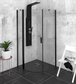 ZOOM BLACK čtvrtkruhová sprchová zástěna 900x900mm, čiré sklo, levá ZL2615BL