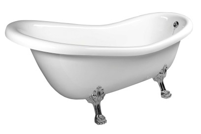 RETRO volně stojící vana 147x69,5x67,5cm, nohy chrom mat, bílá 85316