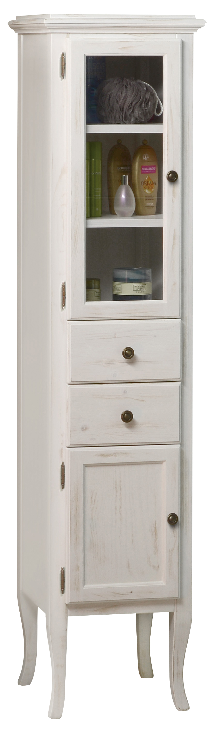 RETRO skříňka vysoká 40x170x36cm, starobílá, levá 1666