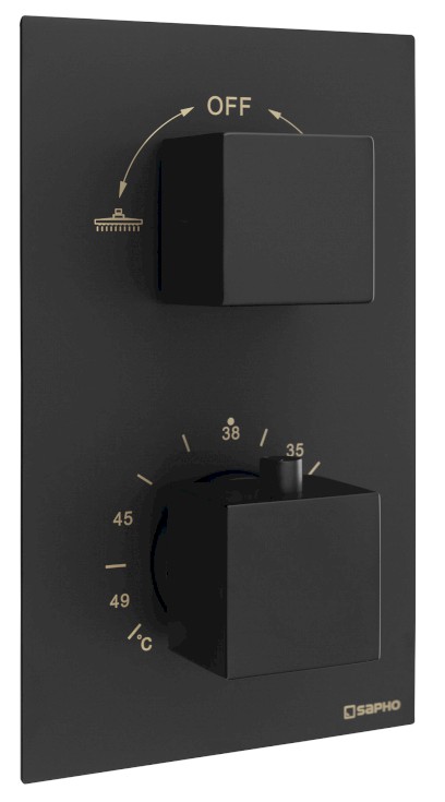 Podomítková sprchová termostatická baterie, box, 2 výstupy, černá mat 1102-62B