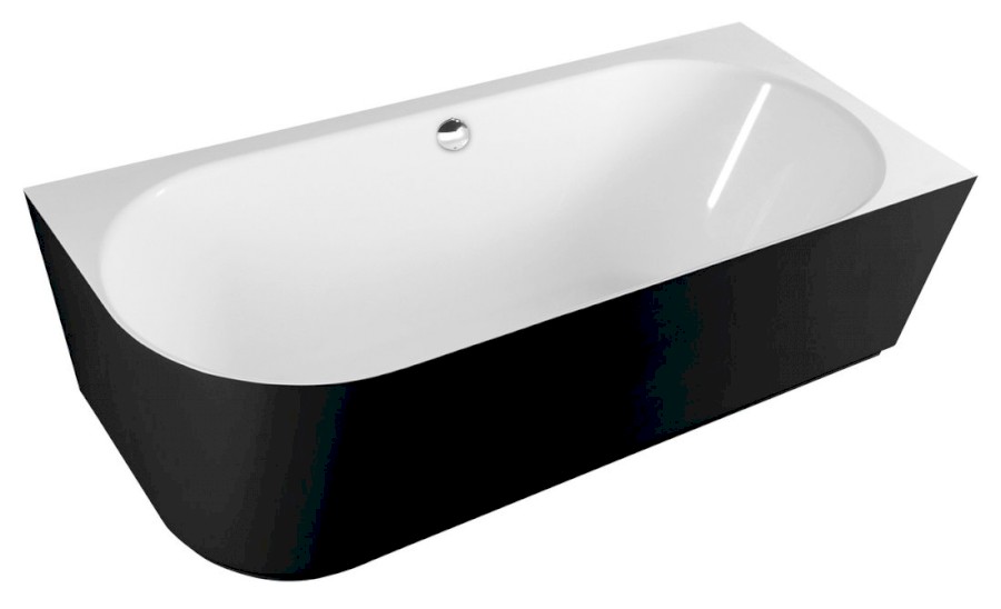 SUSSI R rohová stojící vana litý mramor 160x70x49,5cm, černá/bílá 80219R