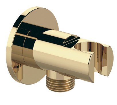 Držák sprchy kulatý, pevný, s vyústěním, zlato 1205-0917