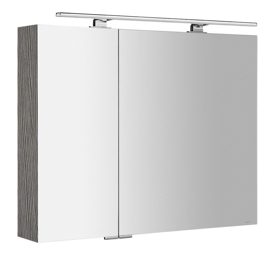 MIRRÓ galerka s LED osvětlením, 90x70x16cm, dub stříbrný MC090-0011