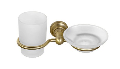 DIAMOND držák kartáčků s mýdlenkou, mléčné sklo, bronz 1318-04