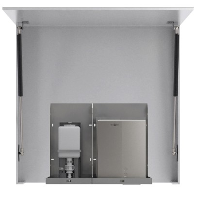 BASIC zrcadlová skříňka 70cm s automatickým dávkovačem mýdla a senzorovým osoušečem rukou MUM000119