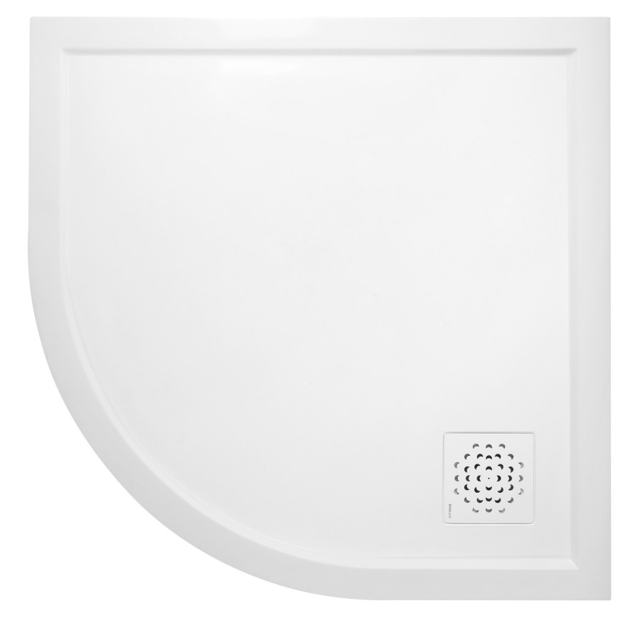 XENA sprchová vanička z litého mramoru, čtvrtkruh 90x90cm, R550, bílá HX559