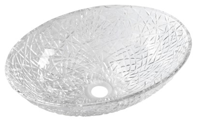 PURUS skleněné gravírované umyvadlo na desku, 50x36cm, čirá TY305CL