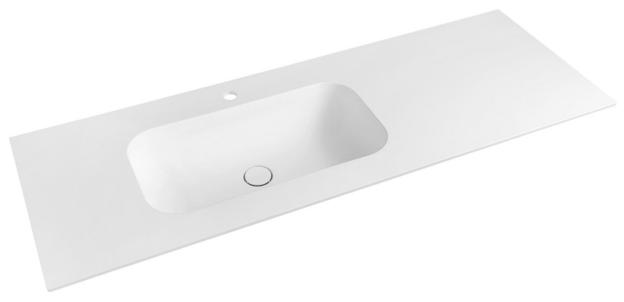 TS132-0101-L (43605) TREOS umyvadlo 131,6x51,3 cm (110+20), rockstone, levé, bílá mat TS132-0101-L