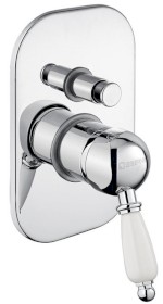 KIRKÉ WHITE podomítková sprchová baterie, 2 výstupy, bílá páčka, chrom KI42BC