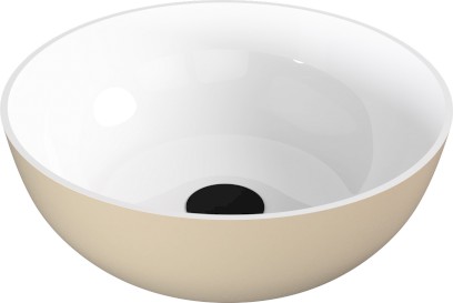 BANERA ROUND umyvadlo na desku, litý mramor, průměr 39cm, bílá/béžová mat 14337.82