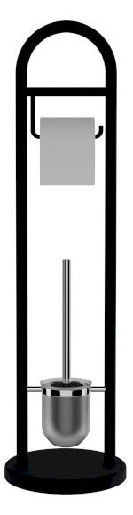 JUNDAH stojan s držákem na toaletní papír a WC štětkou, černá 11123110