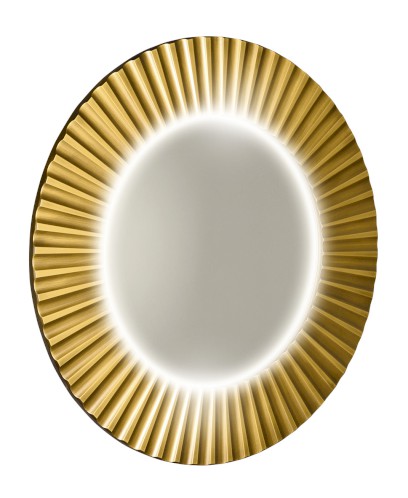 PRIDE STRIP kulaté zrcadlo s LED osvětlením v rámu ø 75cm, zlato PD750