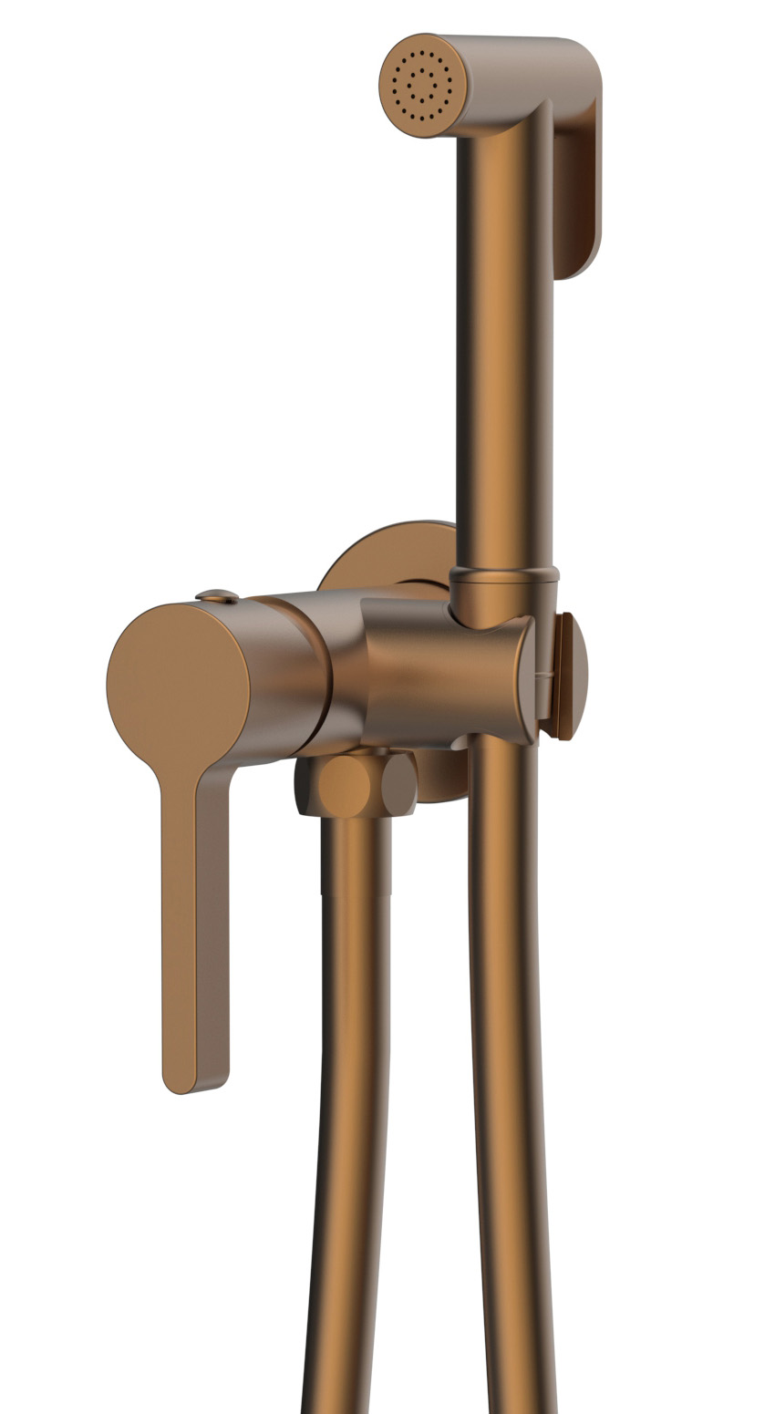 AF040PG (61556) ICONIC podomítková bidetová baterie se Stop sprškou, kulatá, měď mat AF040PG