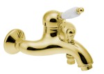 KIRKÉ WHITE nástěnná vanová baterie, bílá páčka, zlato KI10BZ