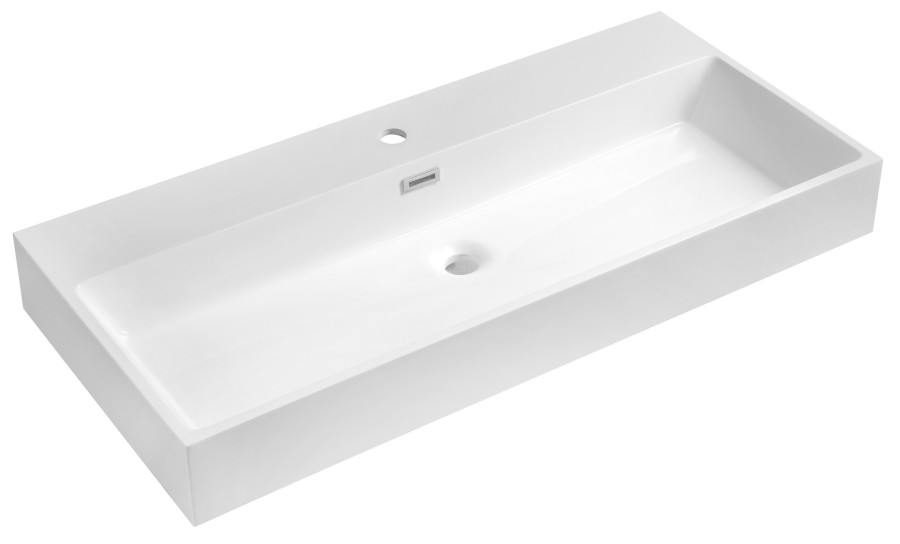 AT100 (55238) AQUATIC umyvadlo, litý mramor, 100x46cm, bílá AT100
