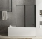 OLBIA vanová zástěna s pneumatickým zdvihem, š. 1230mm, černá mat, čiré sklo 30317B