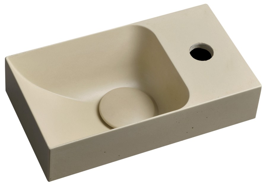 PK30522 (55162) PICCOLINO betonové umývátko 30,8x17cm, baterie vpravo, žlutá mat PK30522